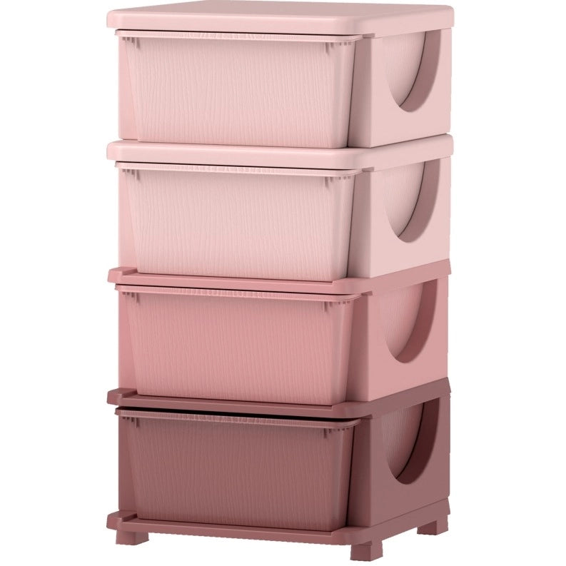 Mobile contenitore per bambini rosa con 4 cassetti, 37x37x76 cm
