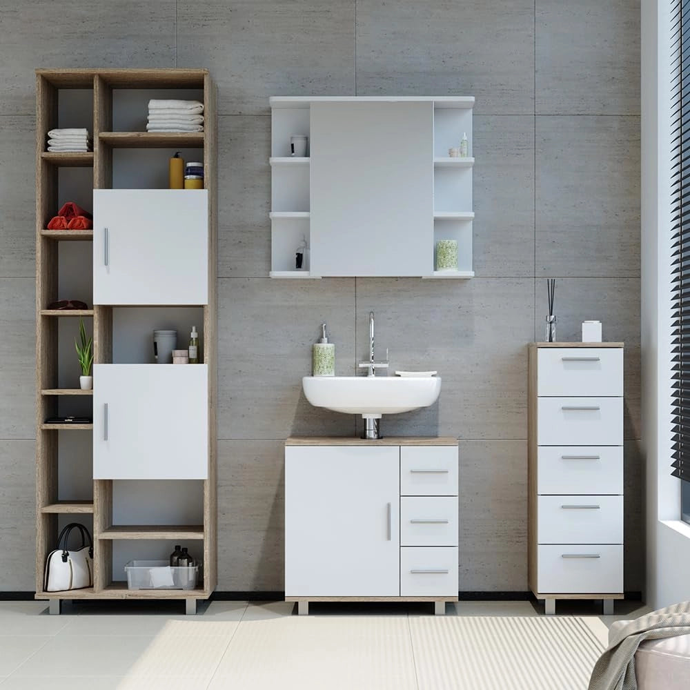 Cassettiera da bagno Ilias, Sonoma, 30 x 95 cm, adatto per il montaggio a parete e combinabile con la serie Ilias
