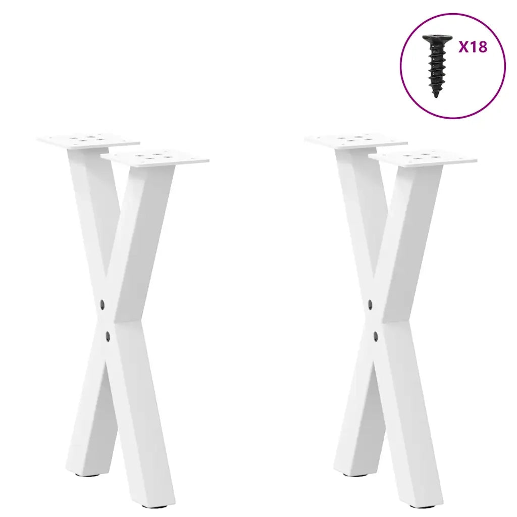 Gambe per Tavolino da Caff¨¨ a Forma di X 2 pz-Set di 2 Gamba per Tavolo Bianche 28x(42-43) cm Acciaio 434258