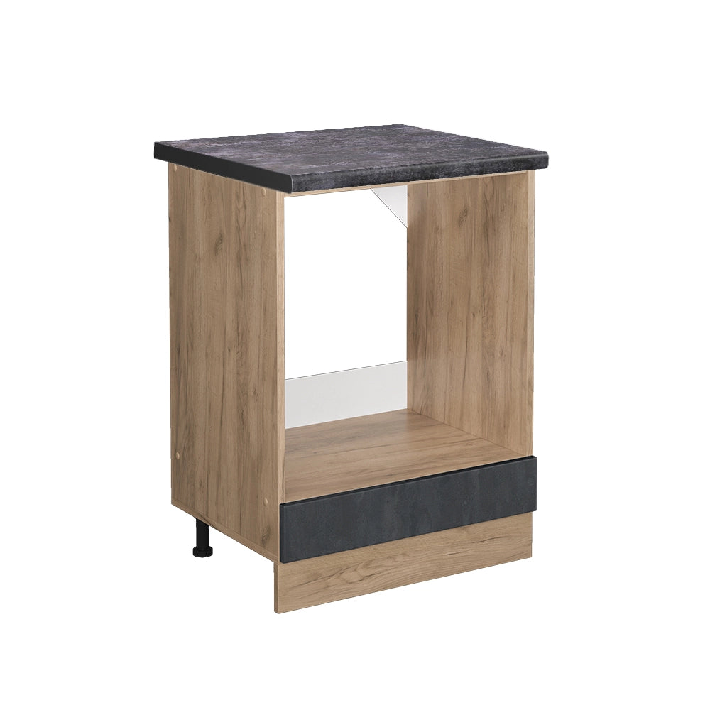 Mobile per forno da incasso R-Line Calce nera/Rovere dorato 60 cm PL Antracite Vicco