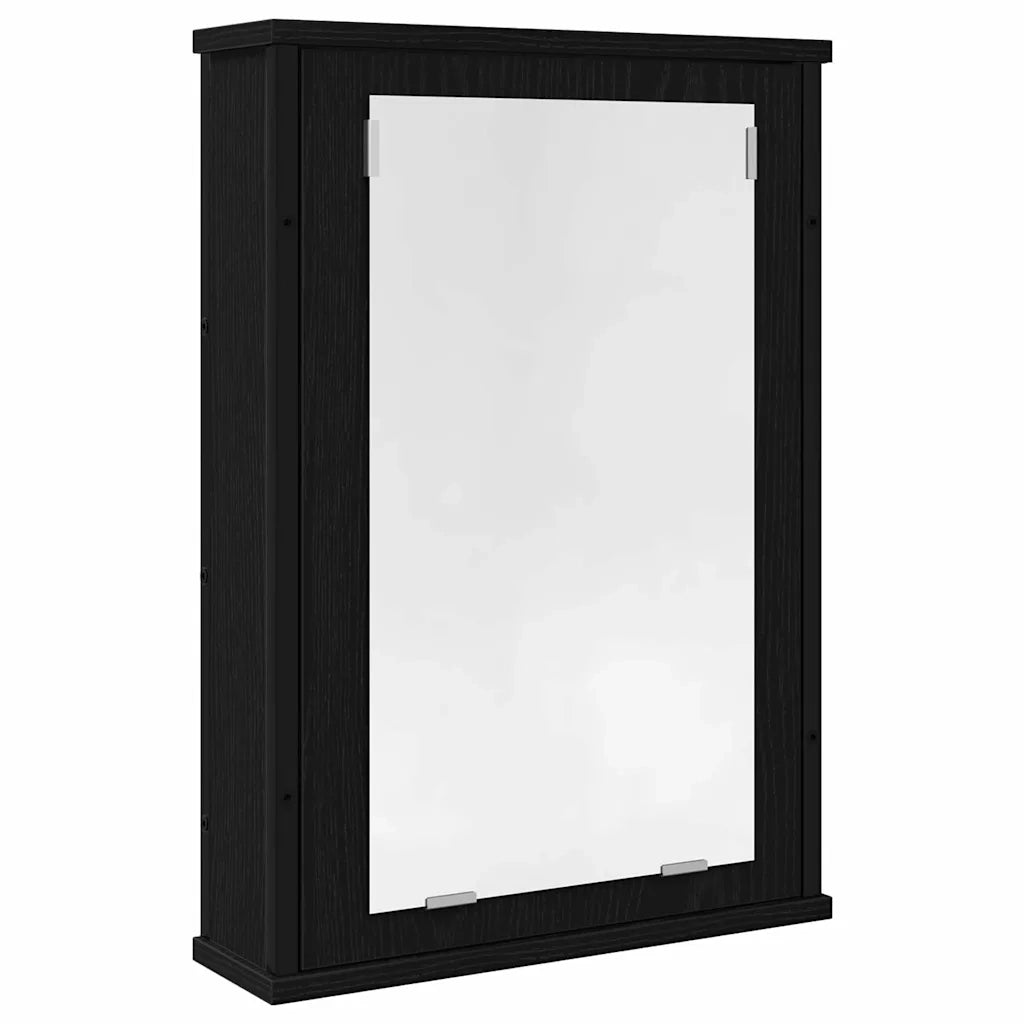 vidaXL Mobile da Bagno con Specchio Rovere Nero 42x12x60 cm Truciolato