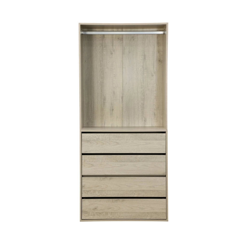 Modulo guardaroba con 4 cassetti e 1 spazio appendiabiti, marrone