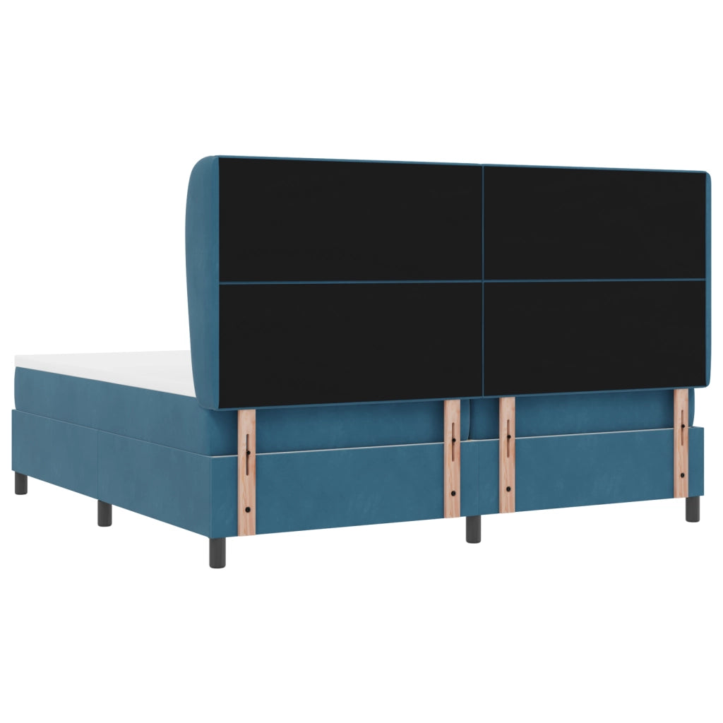 Rete a doghe con materasso  Blu scuro 200x200 cm Velluto