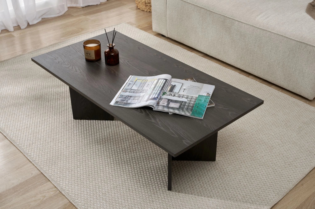 Tavolino da caffè in legno "Sabin" - 60 x 119 x 40 cm - Nero Chiaro