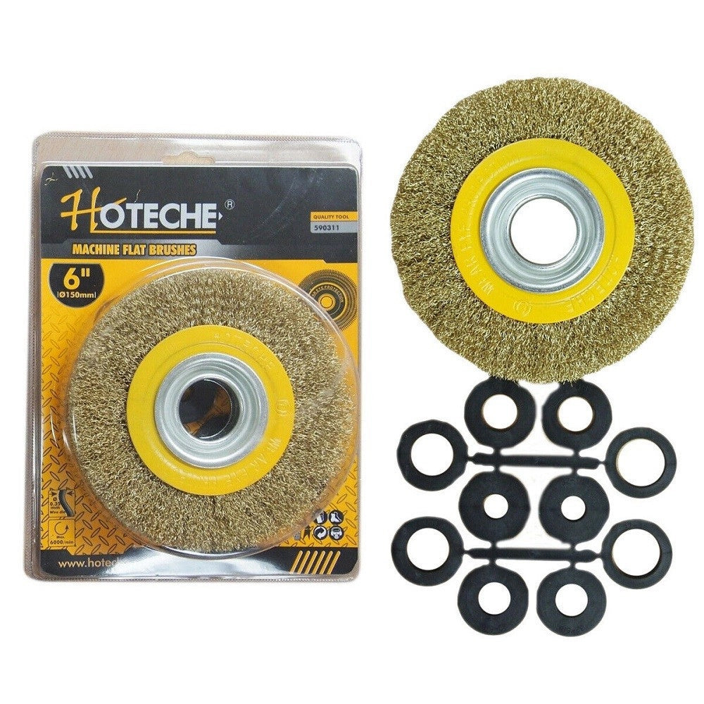 Trade Shop - Spazzola Circolare Disco Fili Acciaio 150 Mm 6'' Per Smerigliatrice Mola Da Banco -