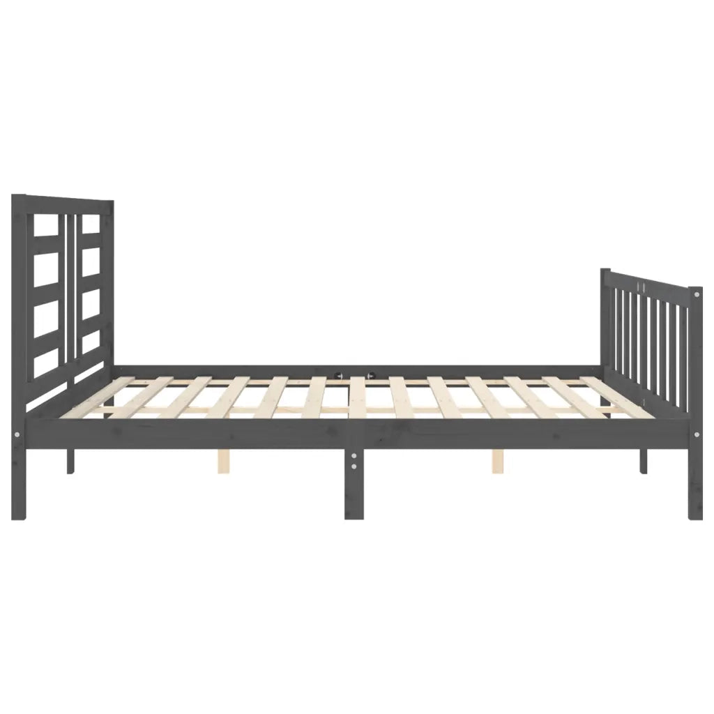 Giroletto con Testiera Grigio 200x200 cm in Legno Massello 3192903