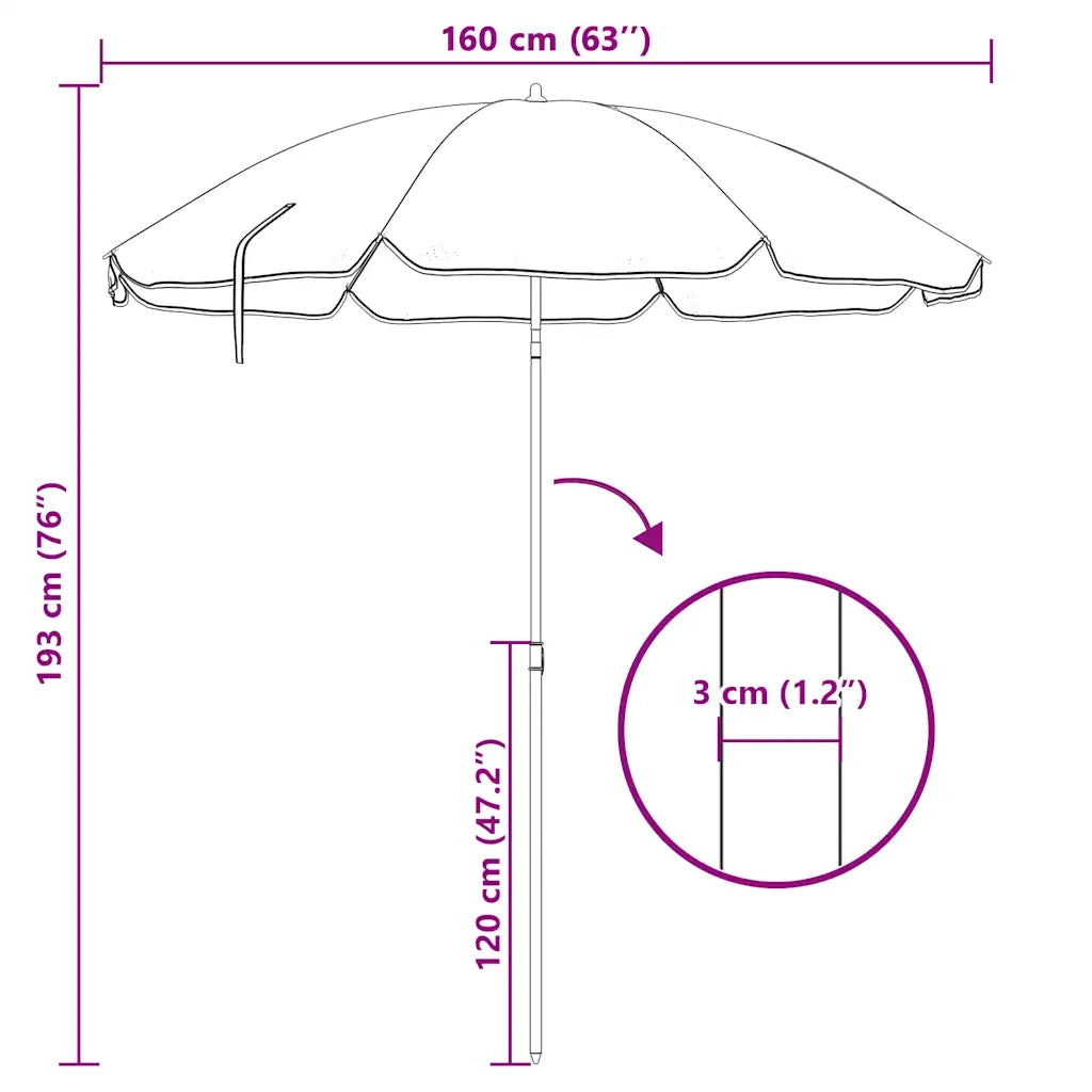 Ombrellone Giardino-Ombrello da Balcone con Palo in Acciaio Antracite 180 cm 733373