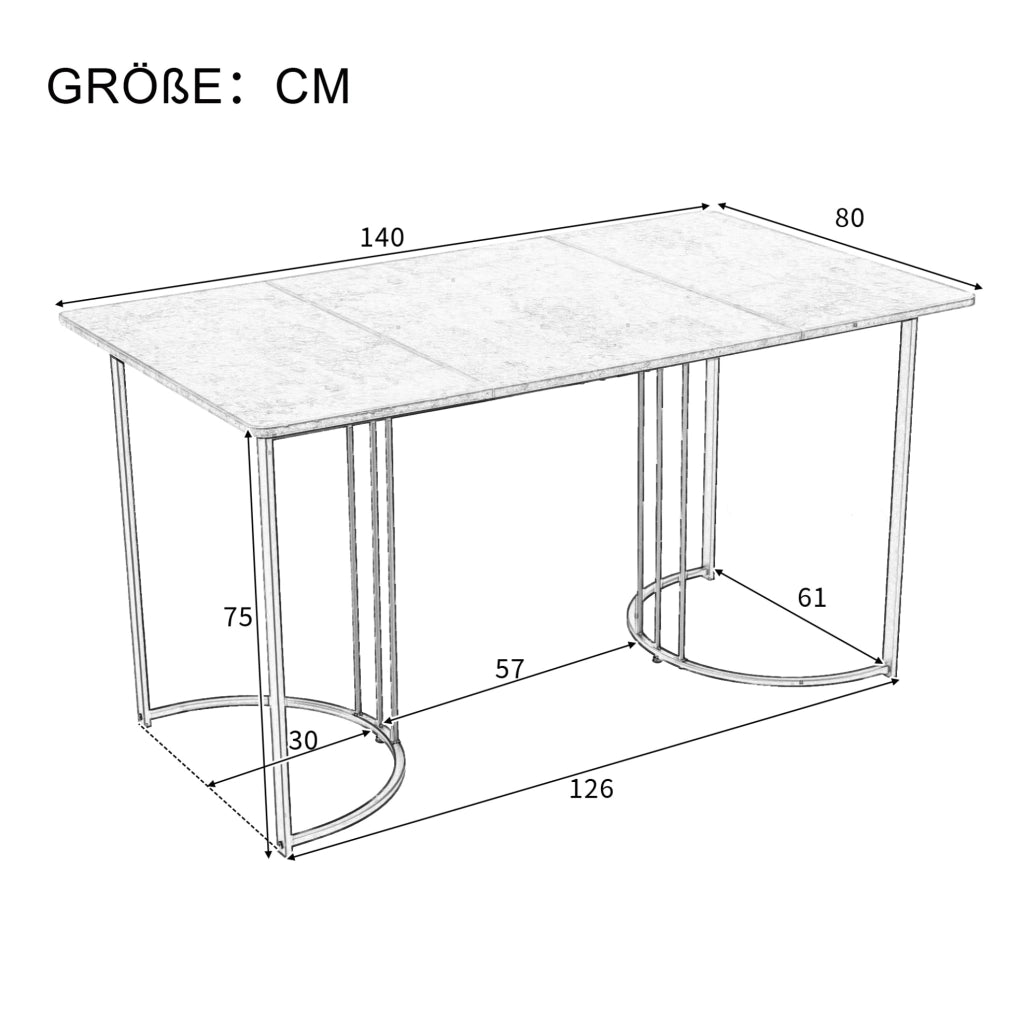Set da pranzo 140x80 cm con piano effetto marmo; in velluto beige