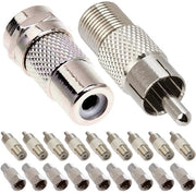 Convertitore di cavo RCA a F per connessione video e RCA a F per stekker coaxiale 20 pezzi