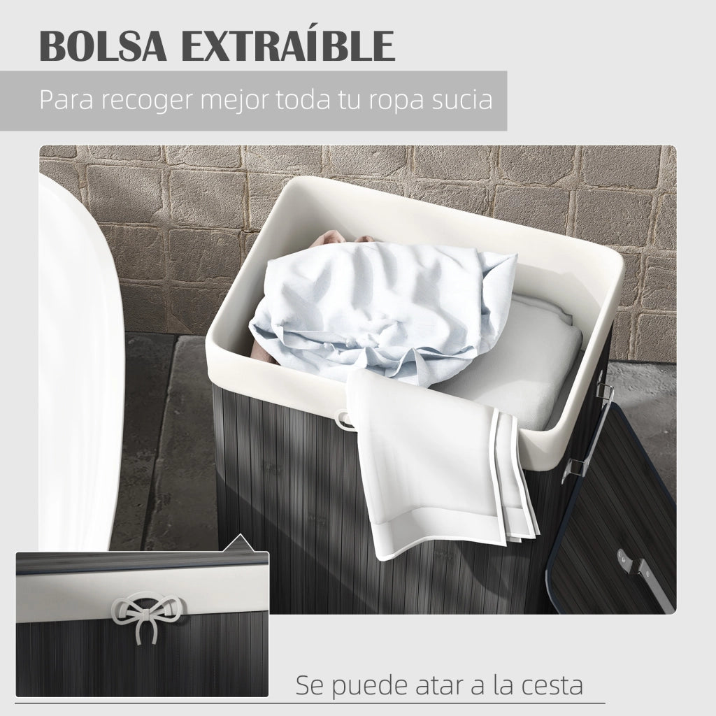 Cesto per Biancheria ¨C zephmum ¨C 40x30x60 cm Grigio Scuro
