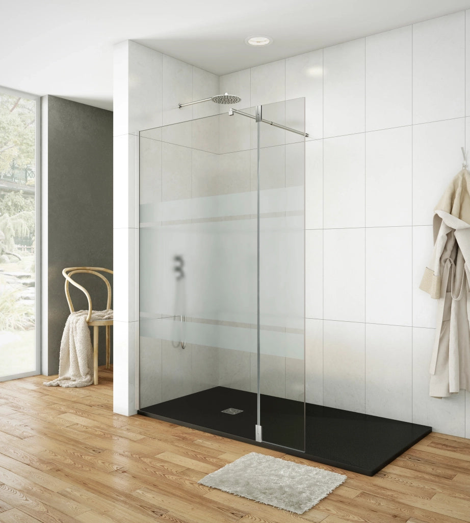 Parete walk-in SCREEN fissa + battente 80 cm (76,5-78,0), anta 25 cm, vetro trasparente, cromo lucido