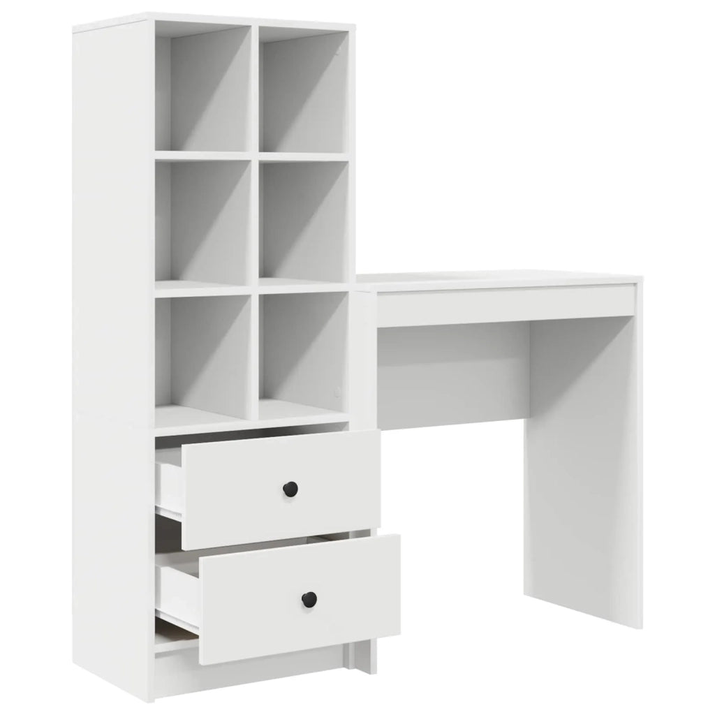 Scrivania con cassetto con lo scaffale 2 pcs Bianco 3337305