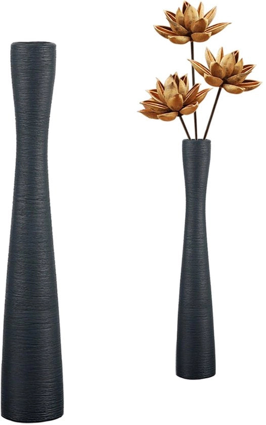 Vaso ceramico nero, 41 cm alto, vaso per pampas, stile minimalista, per ingresso, ufficio, hall, salotto, camino, matrimonio