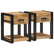 Comodini 2 pz 40x40x50 cm in Legno Massello di Mango Grezzo 4016701