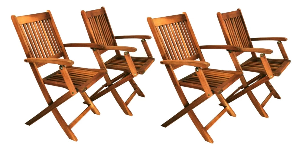 Set di 4 sedie da giardino, poltrona da giardino, sedia pieghevole in legno di acacia