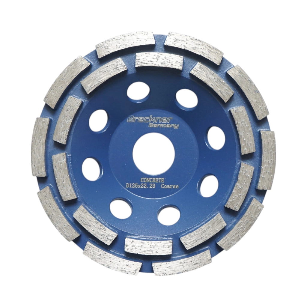 Disco diamantato a tazza segmentato 125x22,23, doppia fila grosso, CONCRETE standard per la levigatura di calcestruzzo, pietra, mosaico Breckner Germany