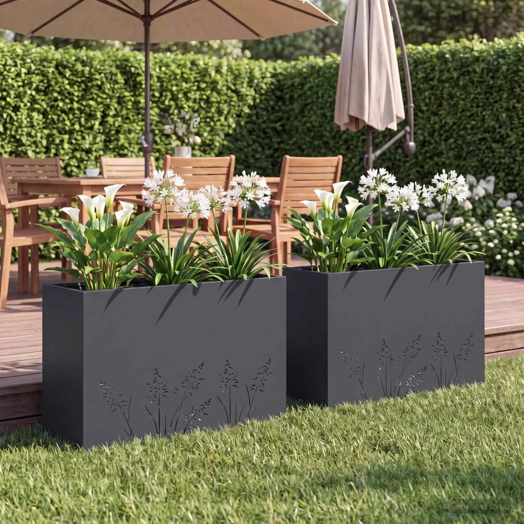 Vaso da giardino 2 pz Antracite 80 x 30 x 49 cm 8005839