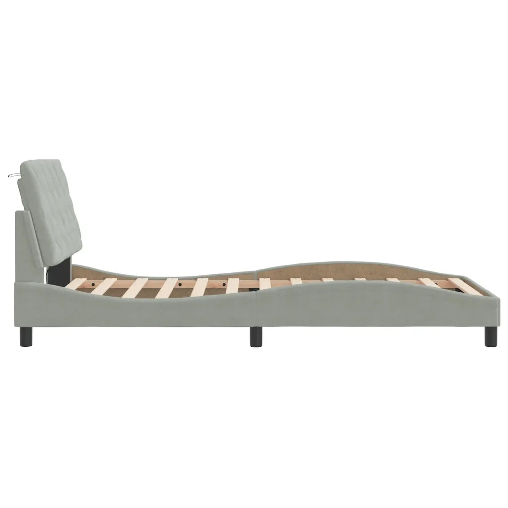 Giroletto con LED senza Materasso-Struttura Letto Grigio Chiaro 100x200 cm in Velluto