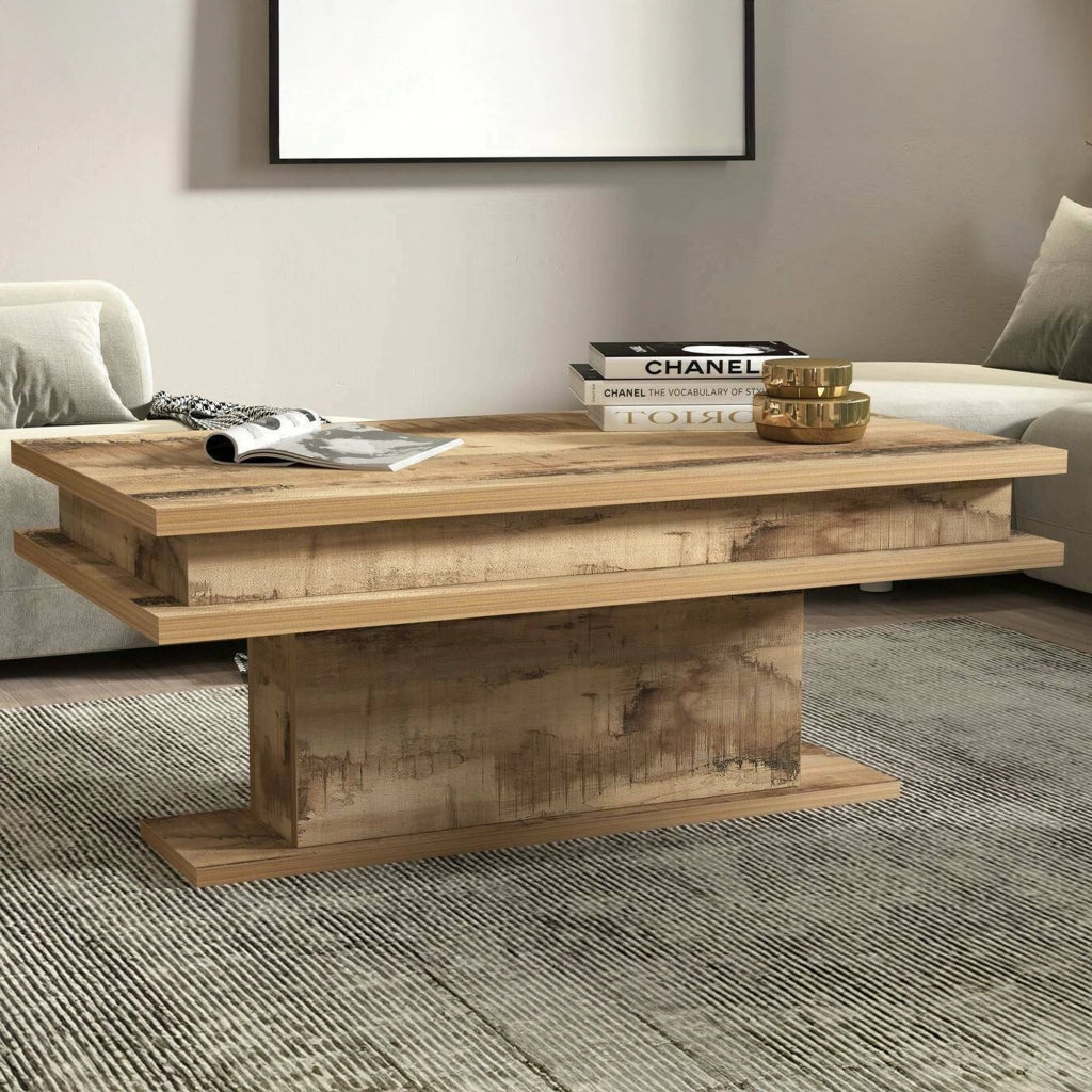 Tavolino da salotto Iside, Tavolino soggiorno, Mobile portaoggetti basso, Tavolino da caffÒ¨, 100x55h42 cm, Acero