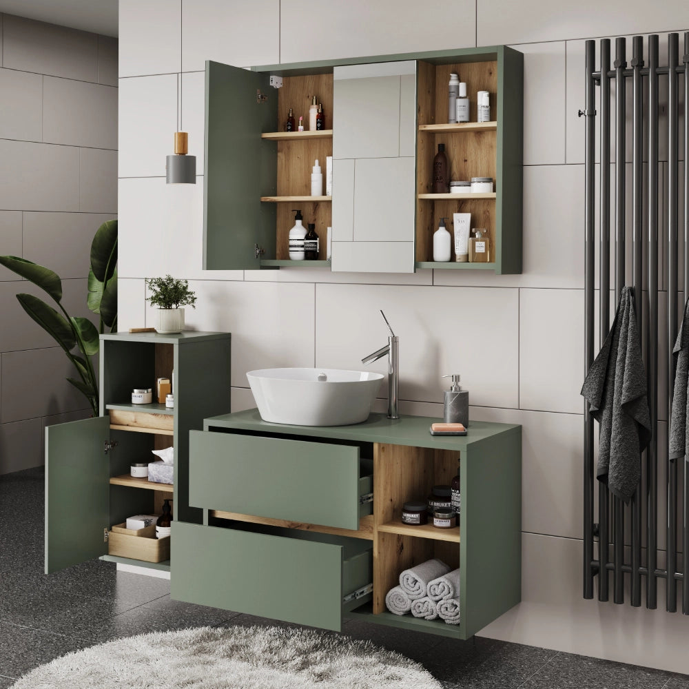 Vicco Set di mobili da bagno Verde/Artigianale 3 parti