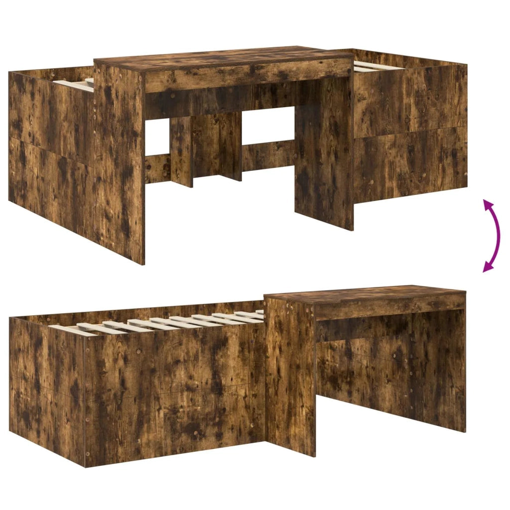 Letto alto per bambini con scrivania Rovere Fumo 80 x 200 cm