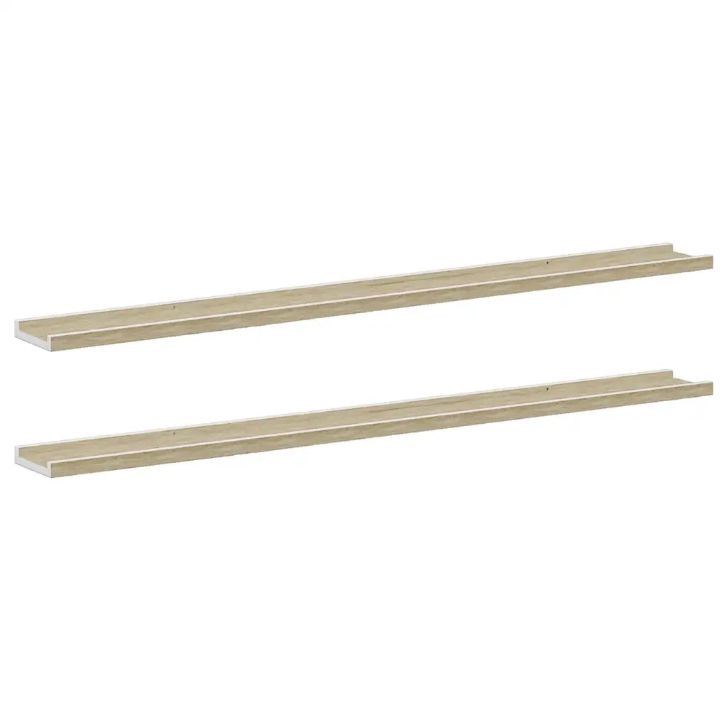Mensole da Parete 2 pz Bianco e Rovere Sonoma 115x9x3 cm 326693