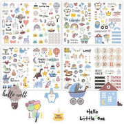 Stickers per Baby Shower, 212 pezzi/4 fogli, Stickers per Bambino Maschio, Carte di Invito per Festa di Nascita, Abbigliamento per Regali per Bambini