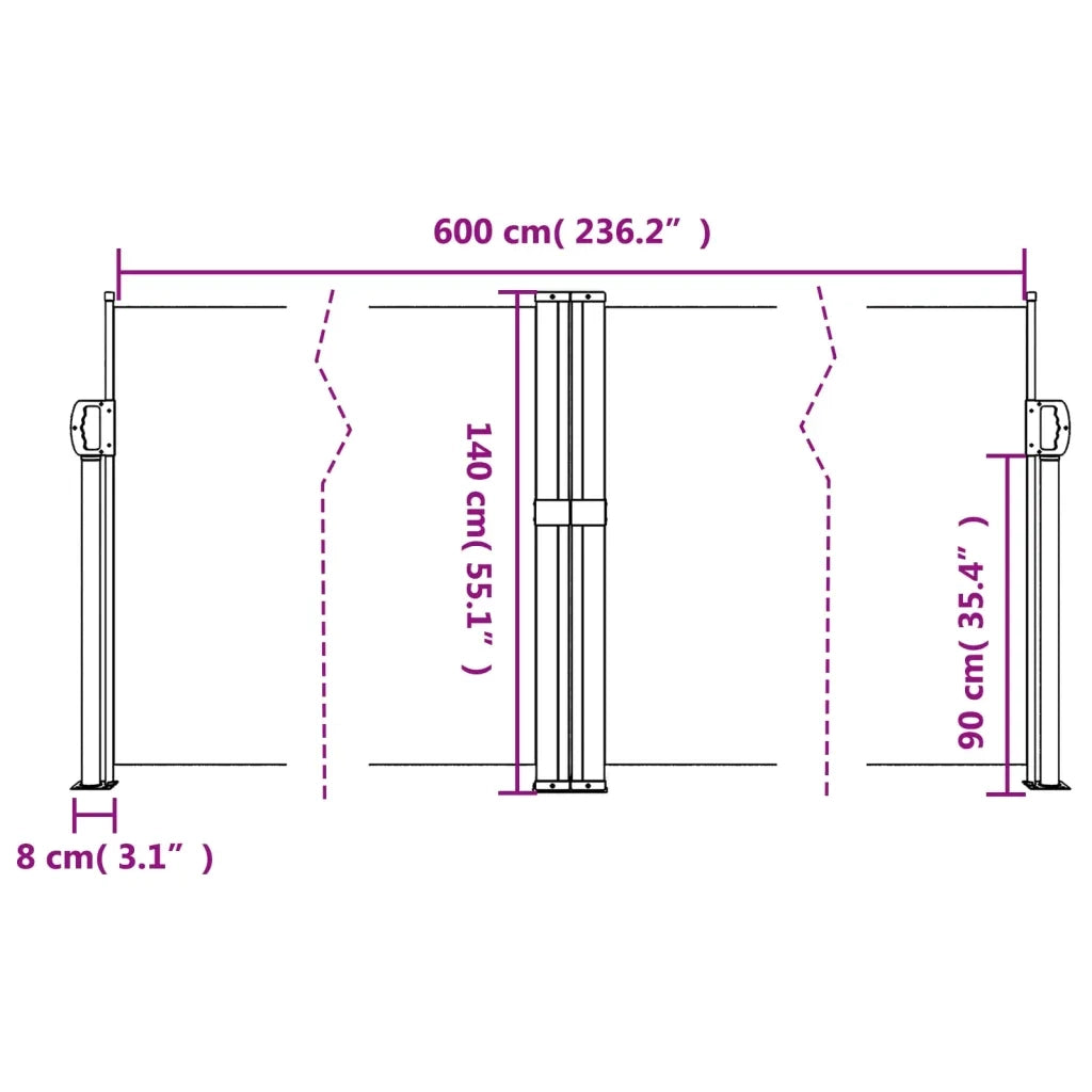 Tenda da Sole Laterale Retrattile Marrone 140x600 cm