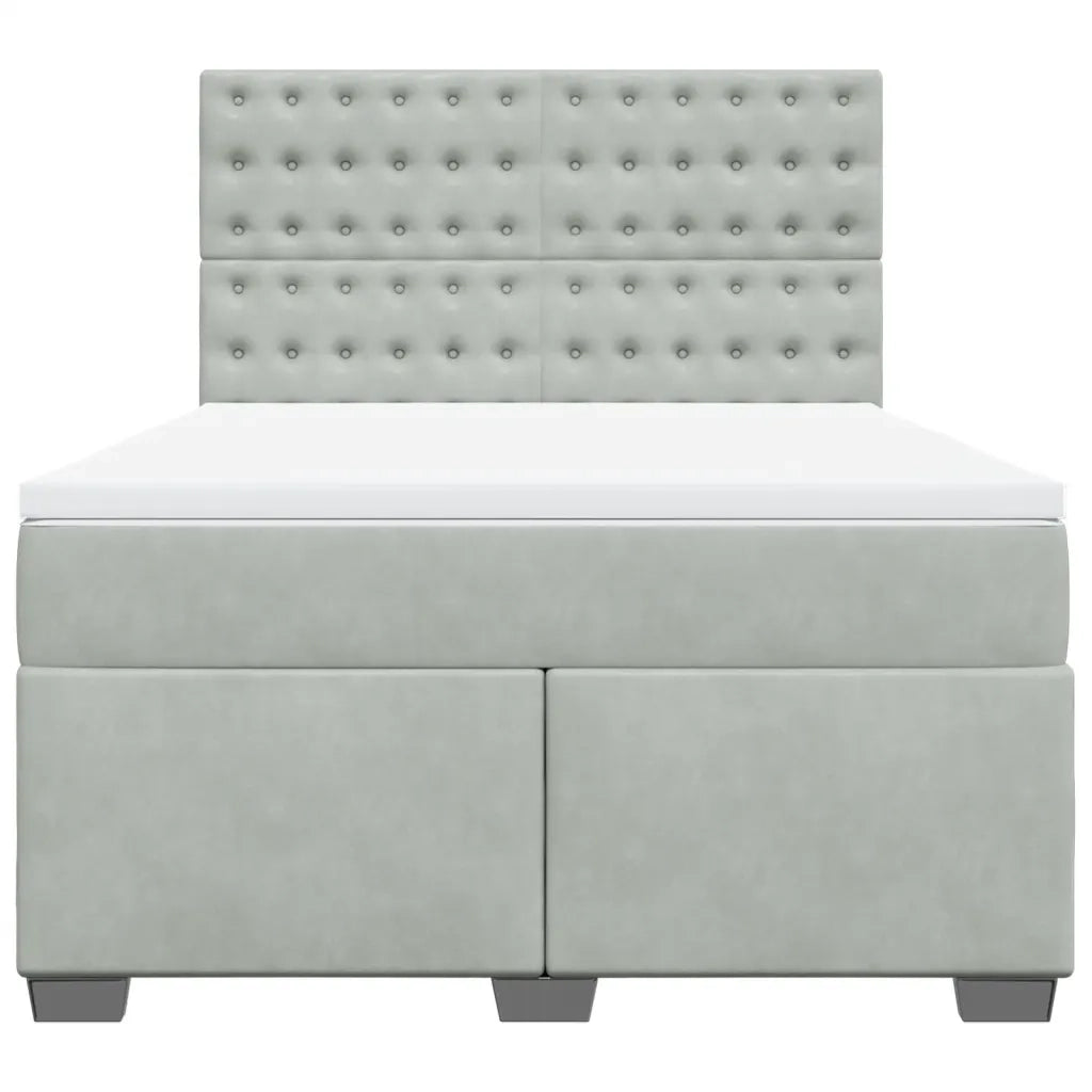 Giroletto a Molle con Materasso Grigio Chiaro 160x200cm Velluto