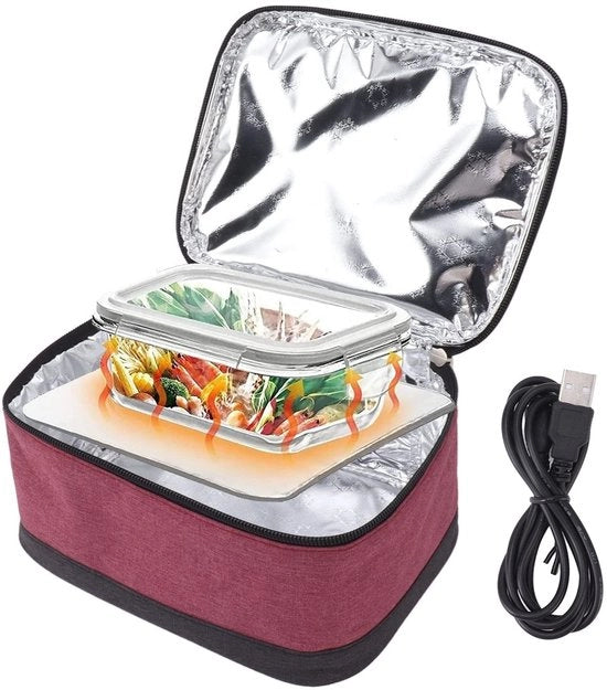 Lunchbox elettrica portatile - Riscaldamento alimentare via USB - Pratica e portatile - Color Rosso Vinchio - Ideale per lavoro e viaggi - Per adulti