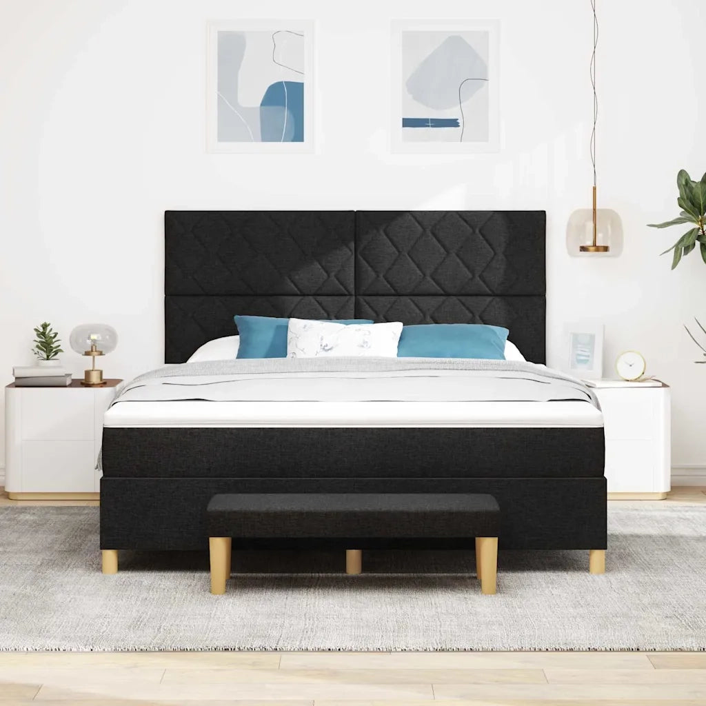 Letto a molle con testiera Nero 200 x 180 cm Tessuto 3344396