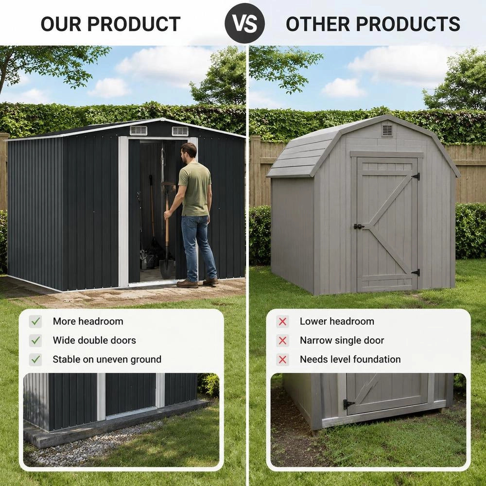 Garden Shed, Anthracite Steel, 257x205x178 Cm