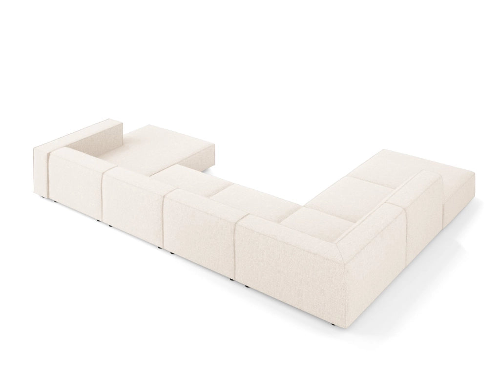 Cosmopolitan Design - Divano panoramico sinistro "Arendal" 7 posti in ciniglia beige chiaro 