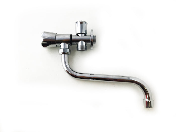 Rubinetto a snodo con attacco lavatrice e canna girevole