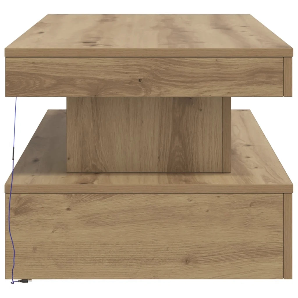 vidaXL Tavolino da Salotto con Luci LED Rovere Artigianale 90x50x40 cm