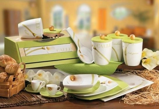 Set 2 Tazzine Caffe' Zuccheriera con Vassoio in Porcellana ceramica viva