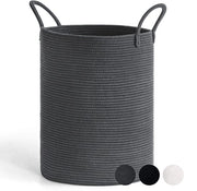 Wastebasket grande, grande cesto in cotone, contenitore per bambini, cesto con maniglie in cotone, contenitore per asciugamani, 38 x 50 cm, grigio