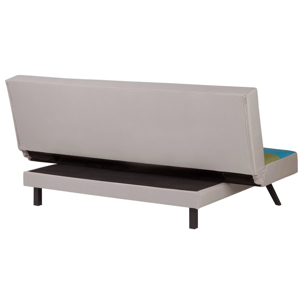 Divano Letto Rivestimento Tessuto Patchwork Multicolore 3 Posti Meccanismo Click Clack
