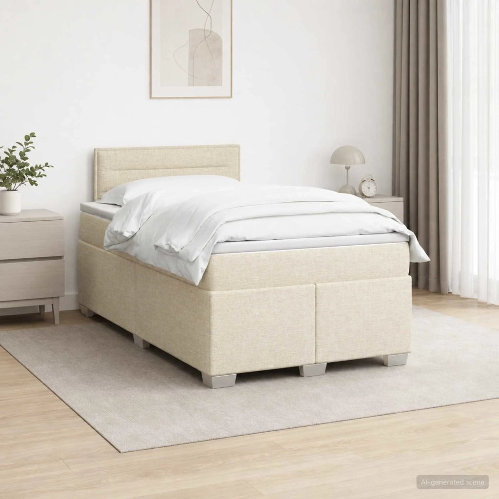 Letto con Box Spring, Materasso e LED Crema 120 x 200 cm 3451915