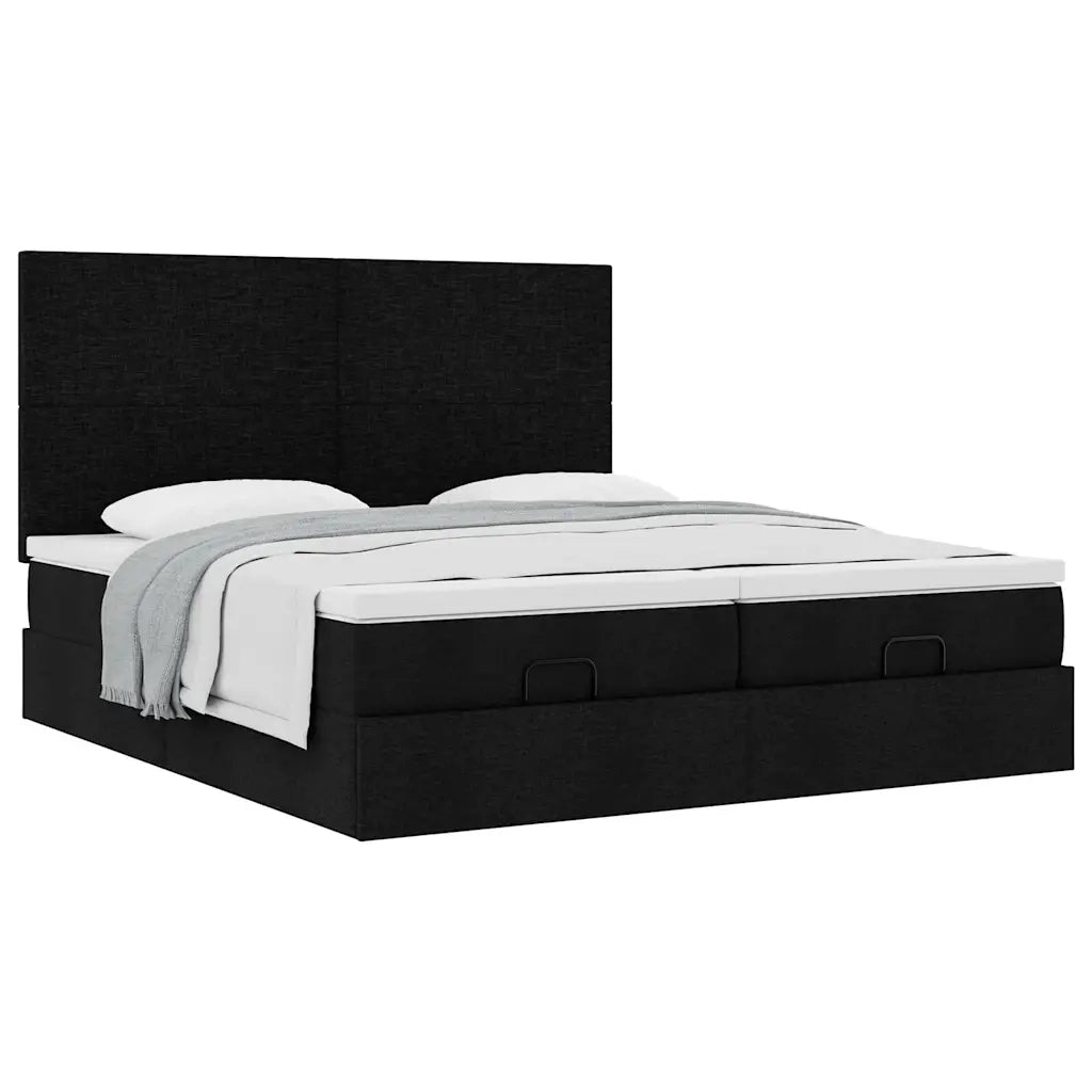vidaXL Struttura Letto Pouf con Materassi Nero 180x200 cm in Tessuto