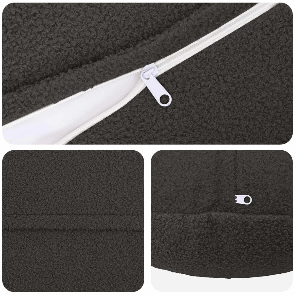 Federa 2 pcs HEERLEN Grigio Scuro Ø 50 cm Bouclé 922623