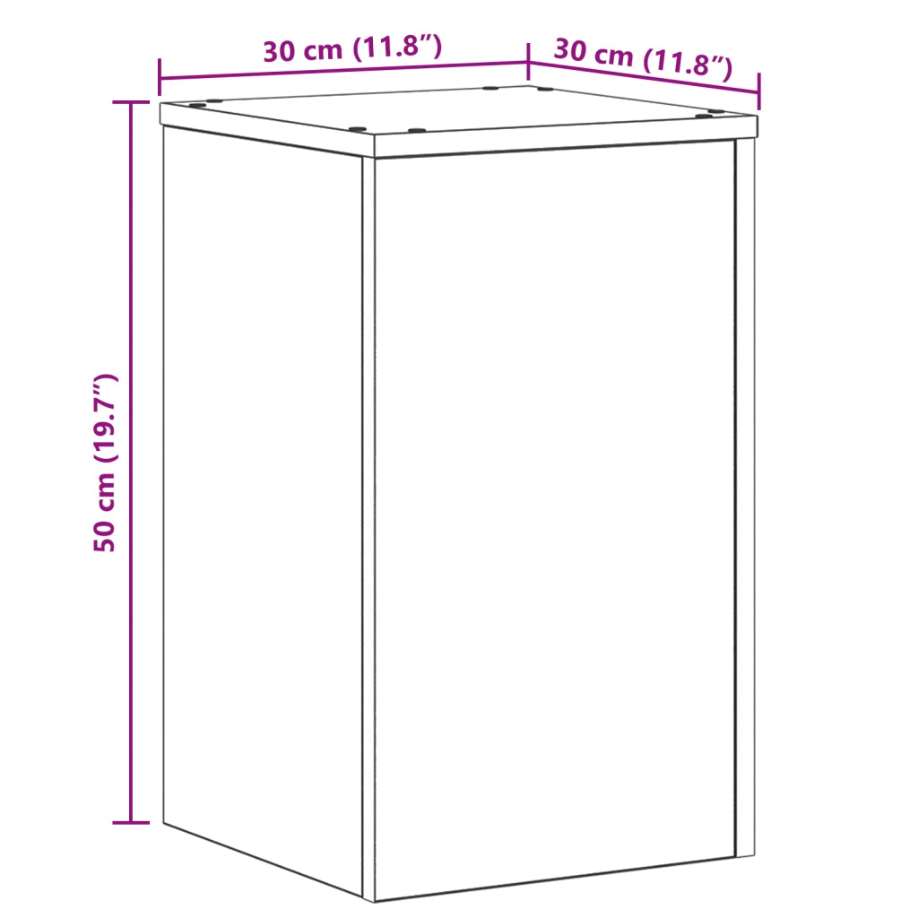 Supporti per Piante 2 pz Rovere Nero 30x30x50 cm Legno ingegnerizzato