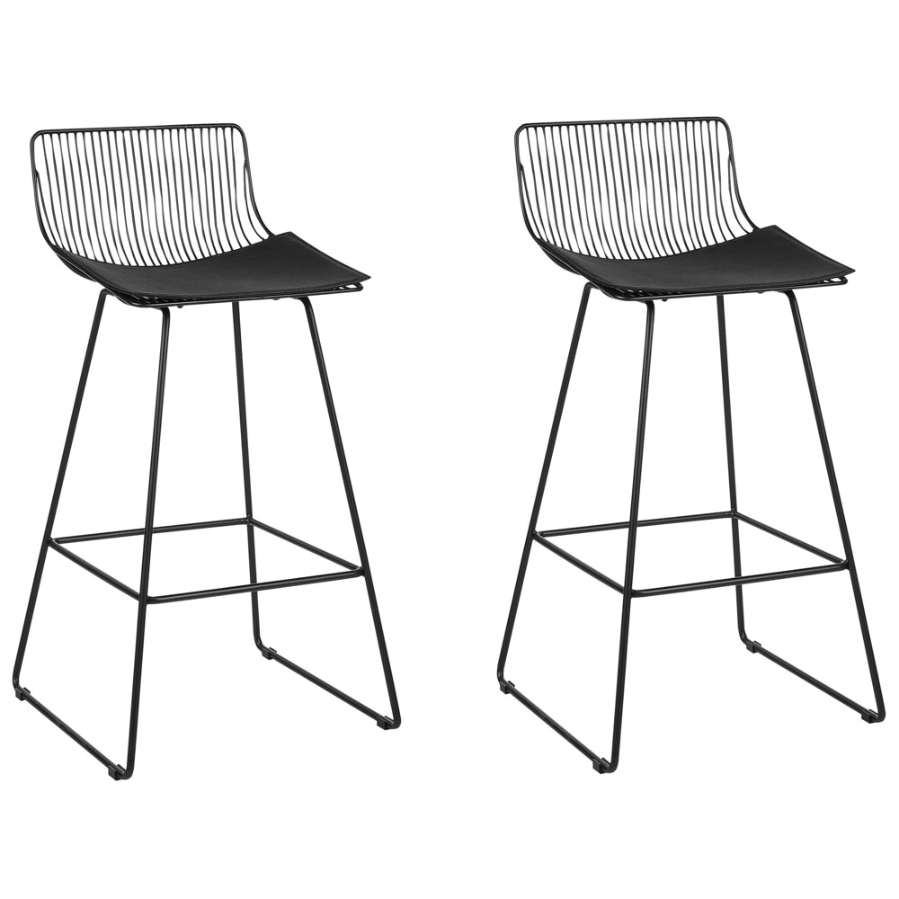 Set di 2 sgabelli in metallo nero stile moderno contemporaneo soggiorno cucina sedie alte