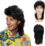 Perucco a Mullet per Uomo - Stile Rocker degli Anni '80 - Ideale per Carnevale e Feste Tematiche