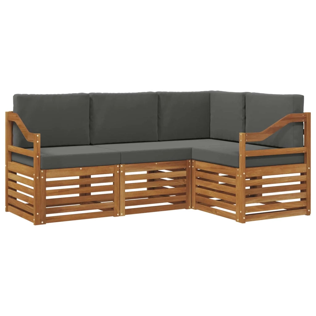 Set divani 4 pcs Naturale e Antracite Legno di Acacia Massello 3374747