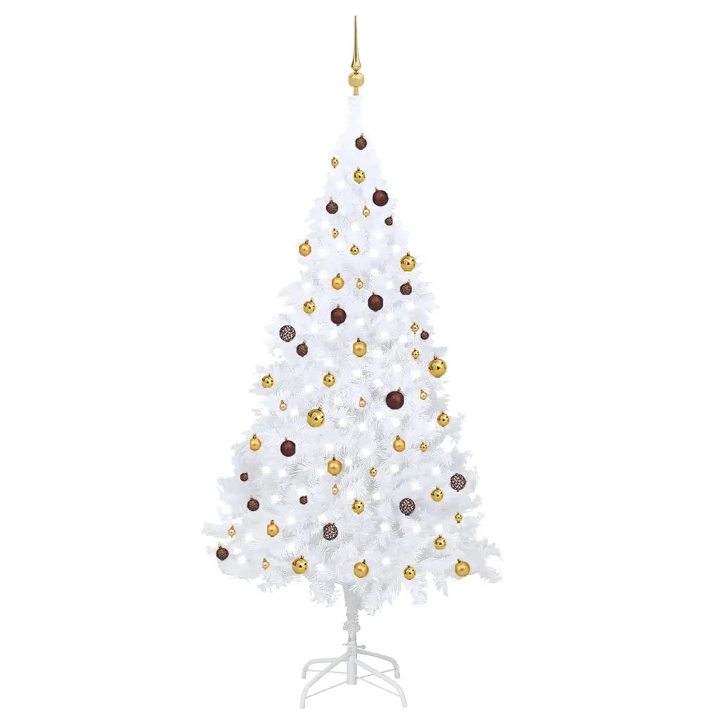 Albero di Natale Preilluminato con Palline Bianco 240 cm PVC 3077543