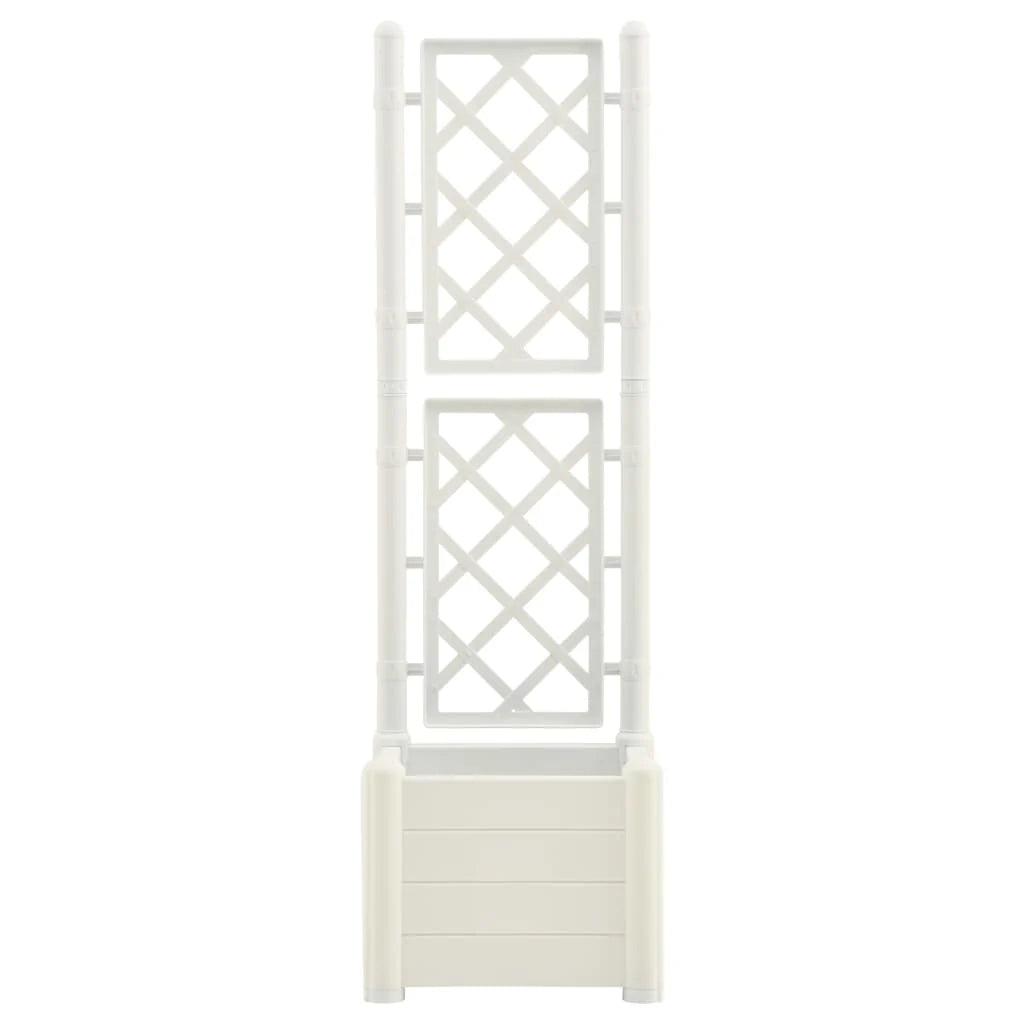 Fioriera con traliccio 43 x 43 x 142 cm PP bianco 02_0000813