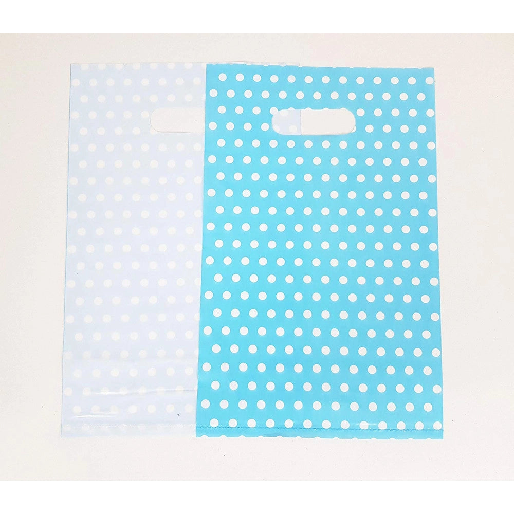 Trade Shop - 60 Sacchetti Sacchetto Buste In Plastica Celeste Pois Festa Confettata Caramelle -