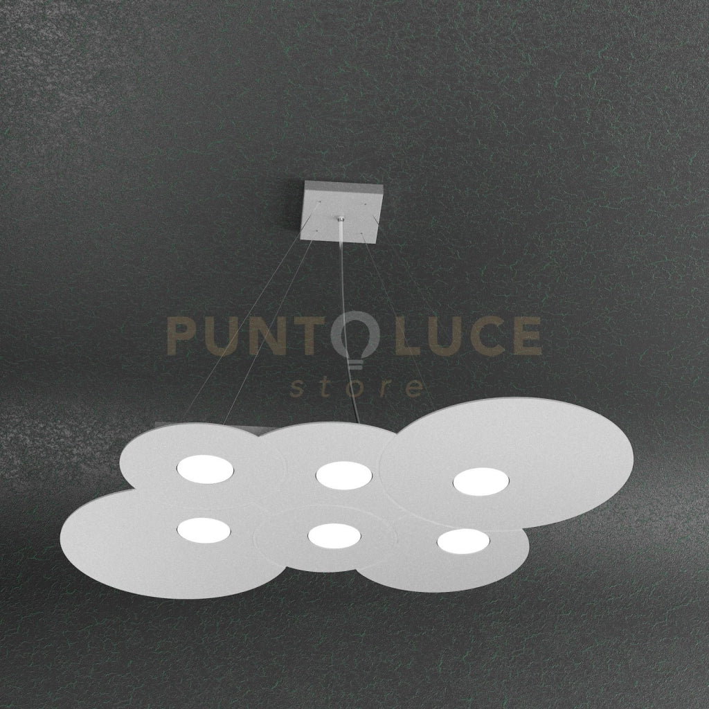 CLOUD SOSPENSIONE 6+2 LUCI BIEMISSIONE GRIGIO 1128-S6 R+2-GR