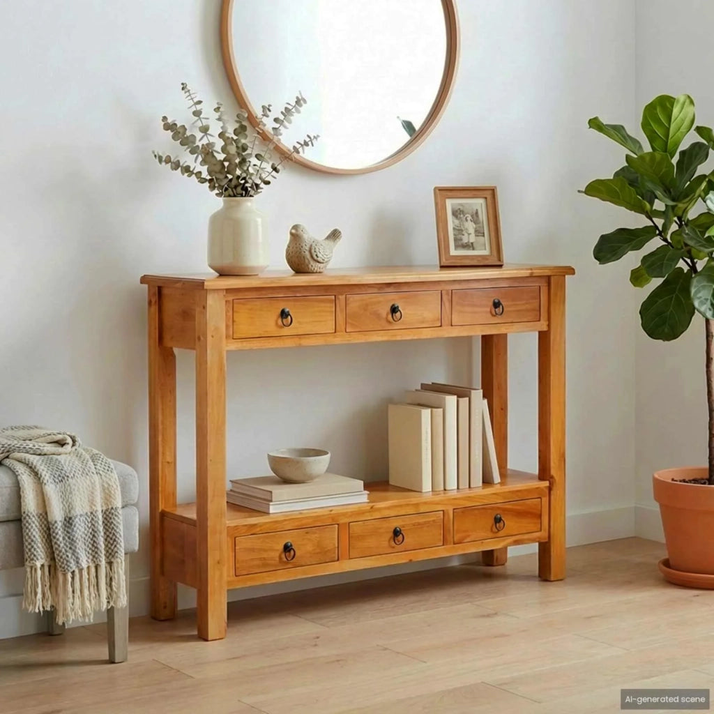 Tavolo consolle con cassetto Naturale 115 x 32 x 76 cm 42009939